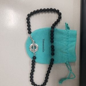 Black onyx and Sterling Tiffany Toggle Necklace